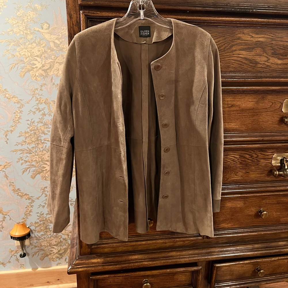Eileen Fisher Petite Brown Suede Jacket